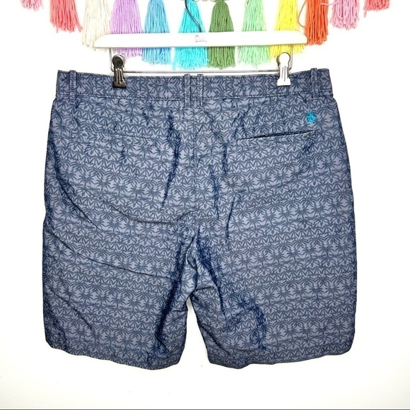 Penguin Navy Palm Tree Patterned Lightweight Hybrid Casual Summer Shorts Size 36 - Picture 3 of 16